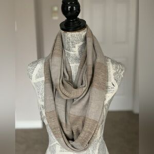 LORD & TAYLOR | Taupe and Gold Metallic Infinity Scarf